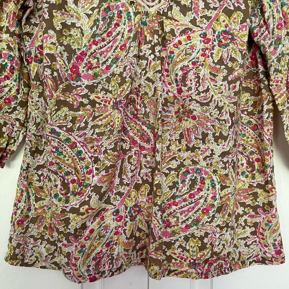 {Tommy Bahama} Paisley Print Blouse with Embellished Neckline - Women's Medium - Picture 5 of 10